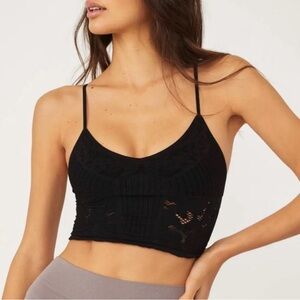 XS/S Black Free People Chloe Seamless Longline Bralette EUC